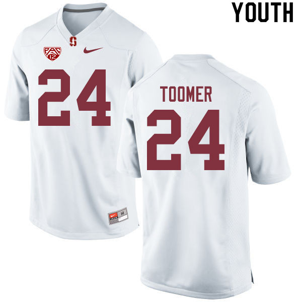 Youth #24 Nicolas Toomer Stanford Cardinal College Football Jerseys Sale-White - Click Image to Close